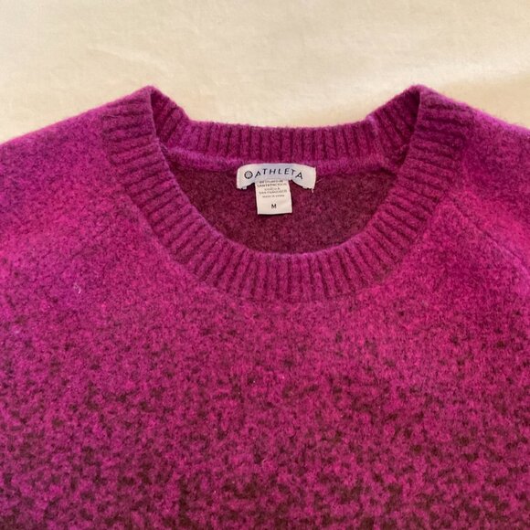 Athleta Womens Medium Sweater Crewneck Wool Purple Jacquard Ombre - Picture 3 of 16